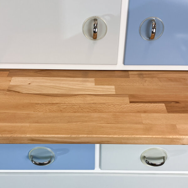 Kuechenschraenke Pastellblau Und Hellgrau 60er Jahre Mid-century Modern Design Style Retro Furniture