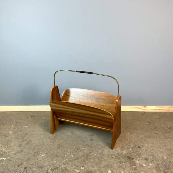 Zeitungsstaender Nussbaum Mit Messing 60er Jahre Mid-century Modern Design Style Retro Furniture