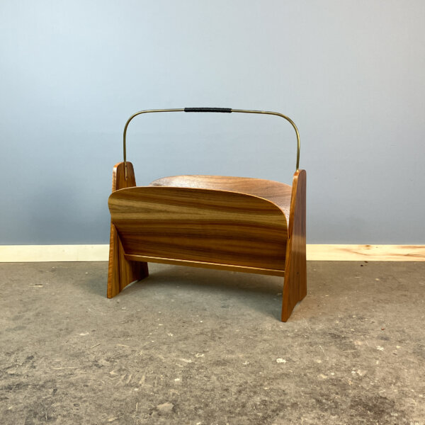 Zeitungsstaender Nussbaum Mit Messing 60er Jahre Mid-century Modern Design Style Retro Furniture