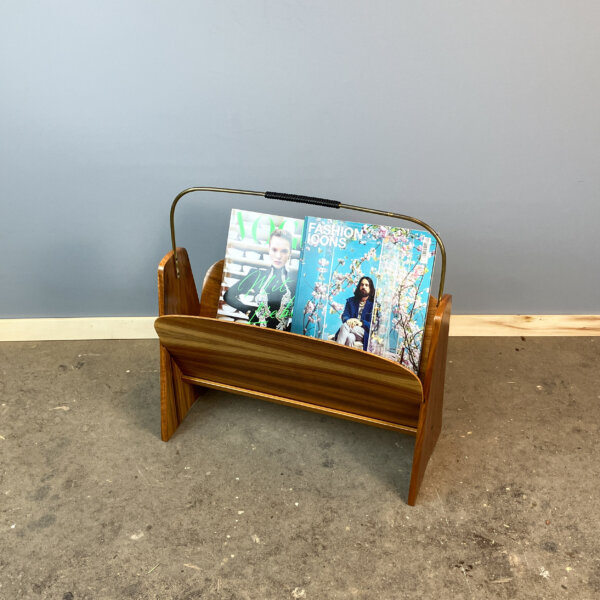 Zeitungsstaender Nussbaum Mit Messing 60er Jahre Mid-century Modern Design Style Retro Furniture