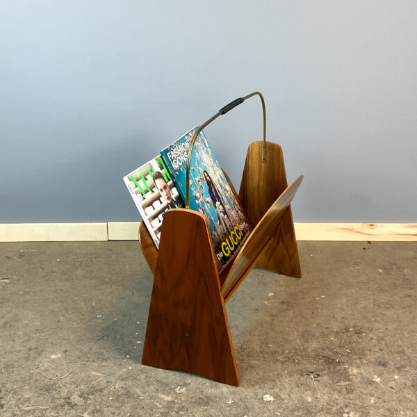Zeitungsstaender Nussbaum Mit Messing 60er Jahre Mid-century Modern Design Style Retro Furniture