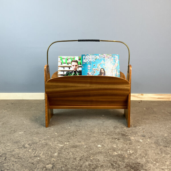 Zeitungsstaender Nussbaum Mit Messing 60er Jahre Mid-century Modern Design Style Retro Furniture