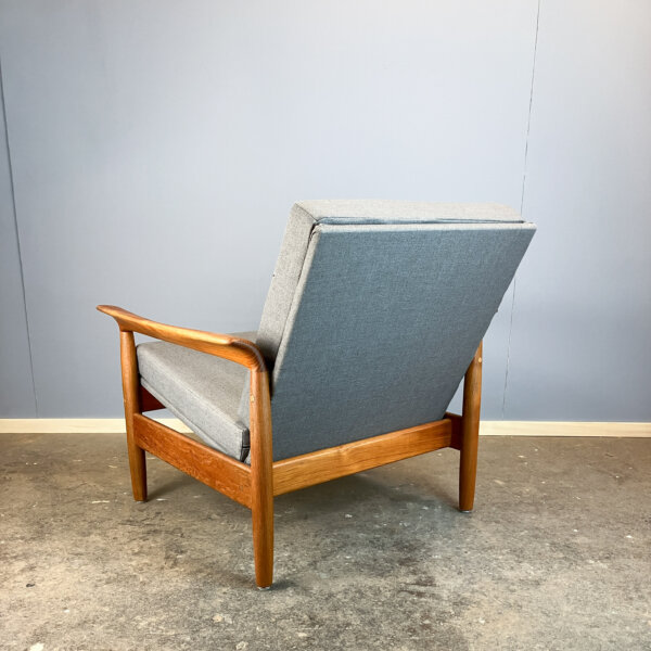 Sessel Teak Mit Grauer Polsterung 60er Jahre Mid-century Modern Design Style Retro Furniture