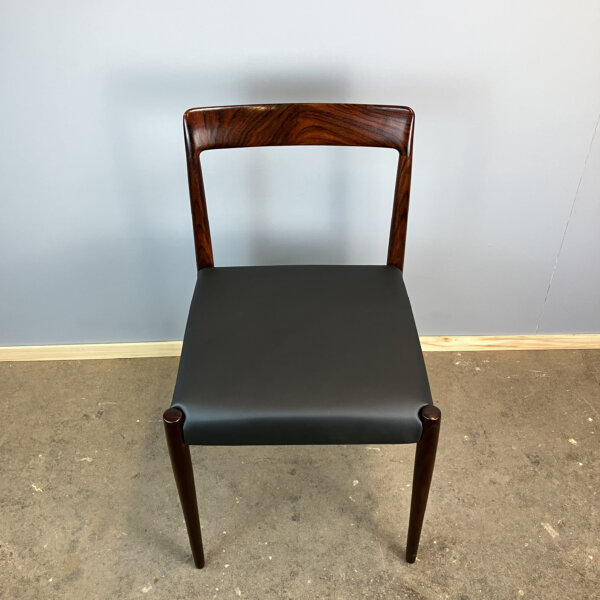 6er Set Luebke Stuehle Palisander Und Schwarzes Kunstleder 60er Jahre Mid-century Modern Design Style Retro Furniture