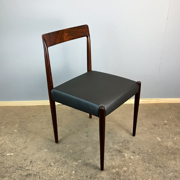 6er Set Luebke Stuehle Palisander Und Schwarzes Kunstleder 60er Jahre Mid-century Modern Design Style Retro Furniture