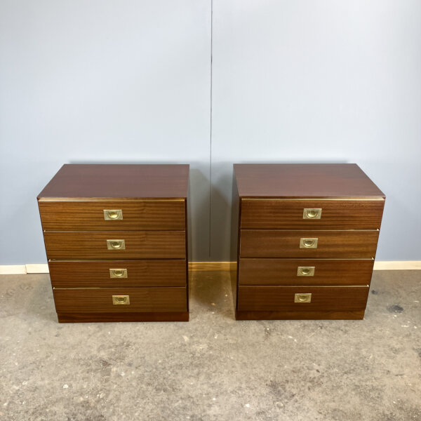 2 Nachtische Kleine Kommoden Im Campaign Style 70er Jahre Mid-century Modern Design Style Retro Furniture
