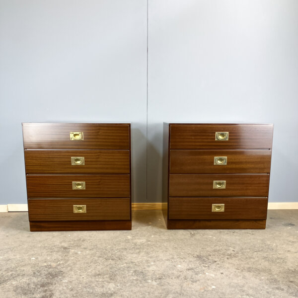 2 Nachtische Kleine Kommoden Im Campaign Style 70er Jahre Mid-century Modern Design Style Retro Furniture
