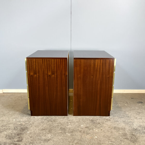 2 Nachtische Kleine Kommoden Im Campaign Style 70er Jahre Mid-century Modern Design Style Retro Furniture