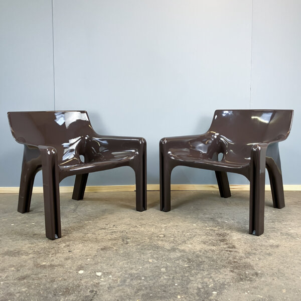 2 Vicario Sessel Von Vico Magistretti Fuer Artemide Kunststoff 70er Jahre Mid-century Modern Design Style Retro Furniture