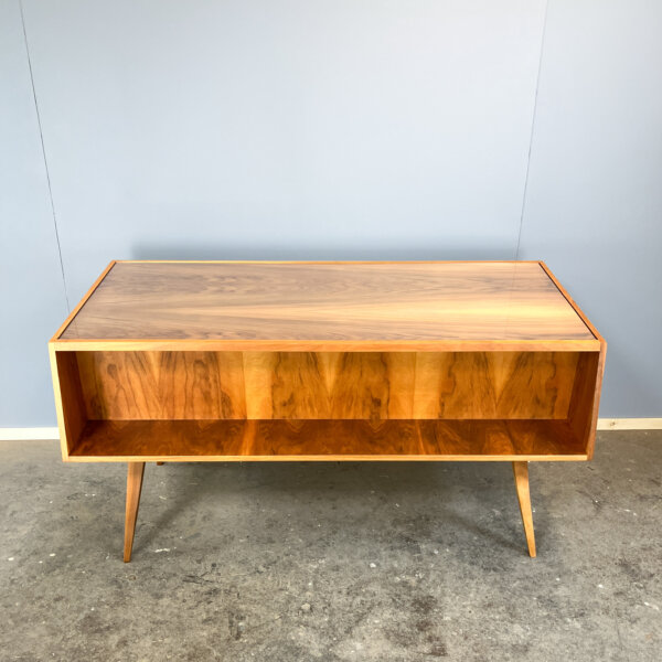 Schreibtisch Mit Glasauflage Nussbaum 50er Jahre Mid-century Modern Design Style Retro Furniture