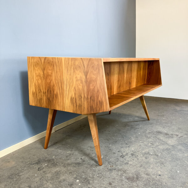 Schreibtisch Mit Glasauflage Nussbaum 50er Jahre Mid-century Modern Design Style Retro Furniture