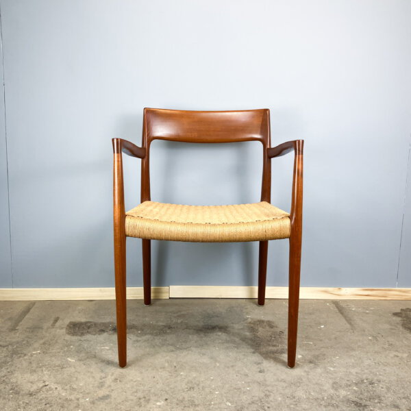 Armlehnstuhl Von Niels Otto Moeller Teak Und Papierkordel 1960er Jahre Mid-century Modern Design Style Retro Furniture