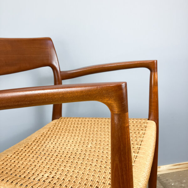 Armlehnstuhl Von Niels Otto Moeller Teak Und Papierkordel 1960er Jahre Mid-century Modern Design Style Retro Furniture