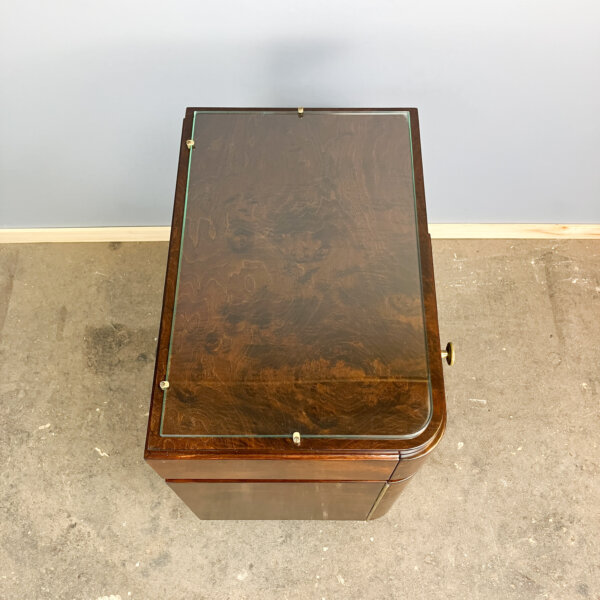 Art Deco Nachttische Wurzelholz Mit Glasauflage 30er Jahre Mid-century Modern Design Style Retro Furniture