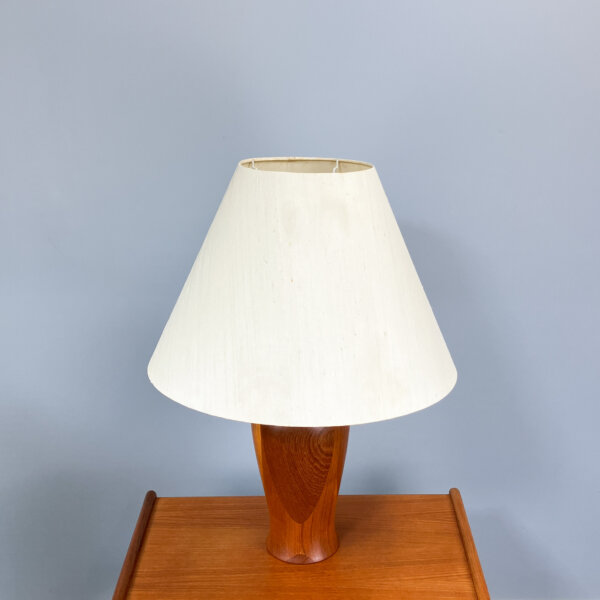 Daenische Tischleuchte Von Dyrlund Teak Mit Grobleinen 70er Jahre Mid-century Modern Design Style Retro Furniture