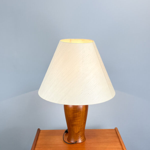Daenische Tischleuchte Von Dyrlund Teak Mit Grobleinen 70er Jahre Mid-century Modern Design Style Retro Furniture