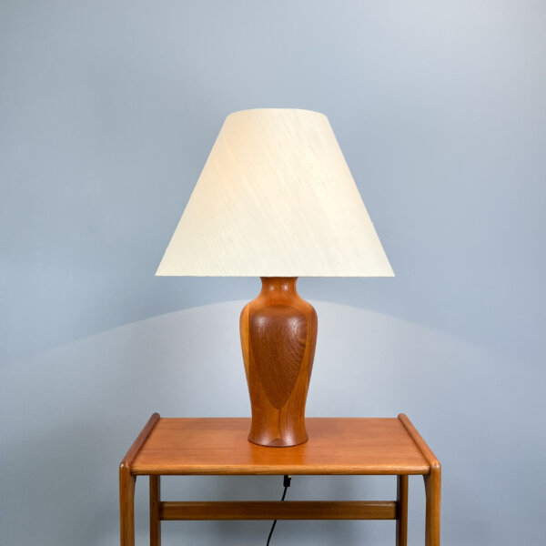 Daenische Tischleuchte Von Dyrlund Teak Mit Grobleinen 70er Jahre Mid-century Modern Design Style Retro Furniture