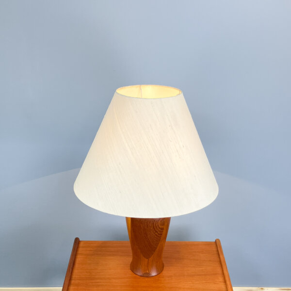 Daenische Tischleuchte Von Dyrlund Teak Mit Grobleinen 70er Jahre Mid-century Modern Design Style Retro Furniture