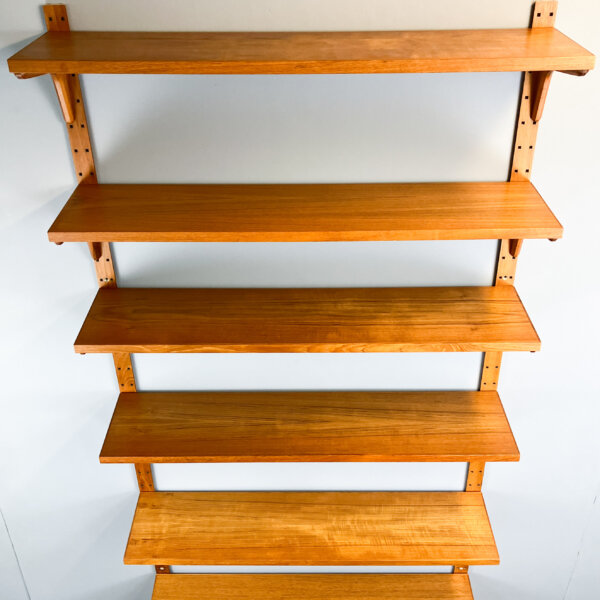 Daenisches Wandregal Von Hansen Und Guldborg Teak Aluminiumschienen 60er Jahre Mid-century Modern Design Style Retro Furniture