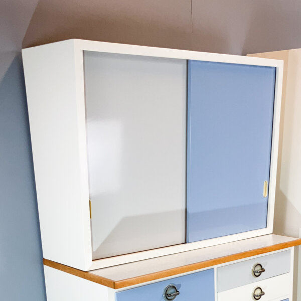 Kuechenoberschrank Mit Blaugrauen Fronten 60er Jahre Mid-century Modern Design Style Retro Furniture