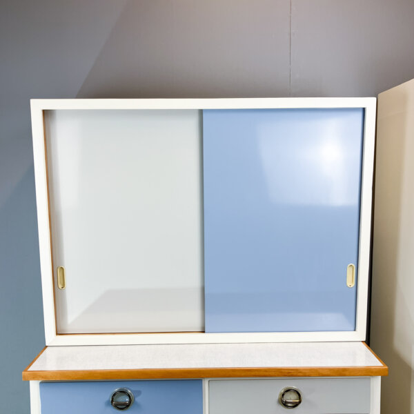 Kuechenoberschrank Mit Blaugrauen Fronten 60er Jahre Mid-century Modern Design Style Retro Furniture