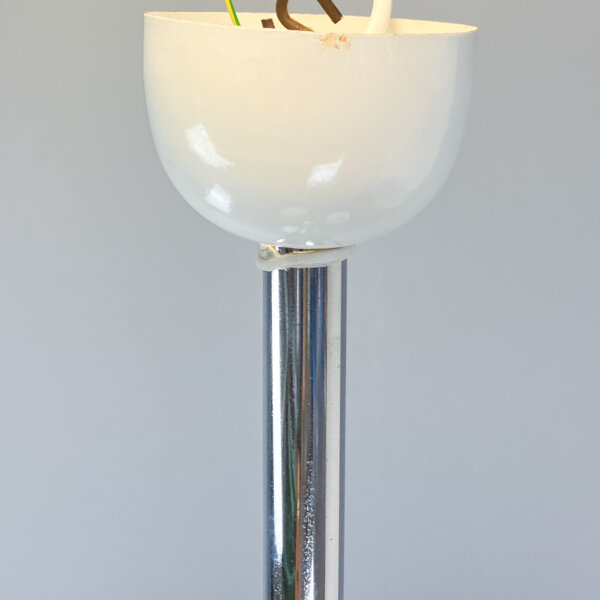 Space Age Deckenleuchte Weiss Lackiertes Verchromtes Metall 70er Jahre Mid-century Modern Design Style Retro Furniture