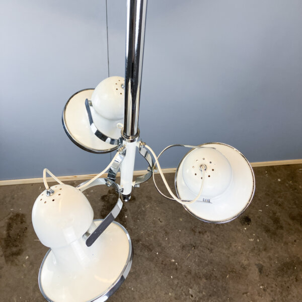 Space Age Deckenleuchte Weiss Lackiertes Verchromtes Metall 70er Jahre Mid-century Modern Design Style Retro Furniture