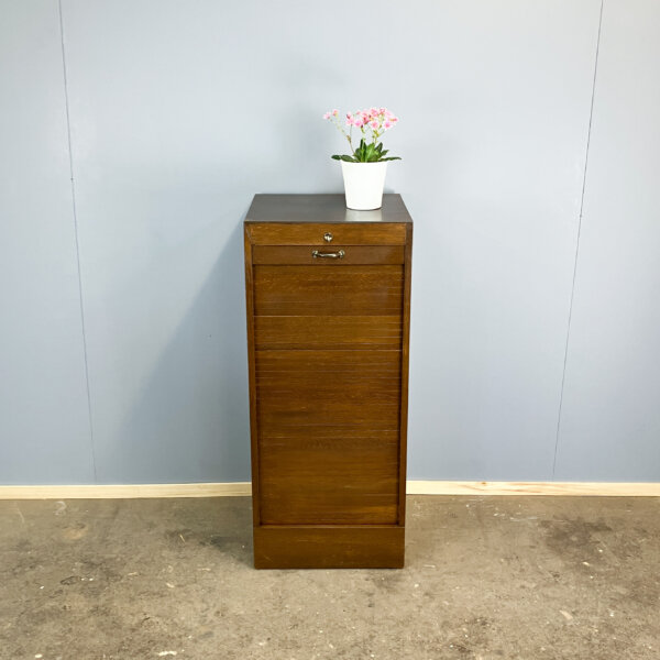Rolladenschrank Dunkle Eiche 50er Jahre Mid-century Modern Design Style Retro Furniture