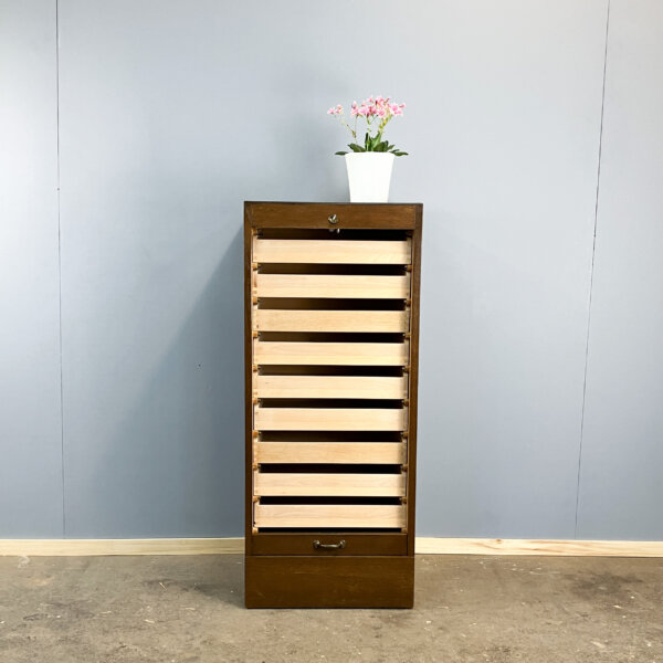 Rolladenschrank Dunkle Eiche 50er Jahre Mid-century Modern Design Style Retro Furniture
