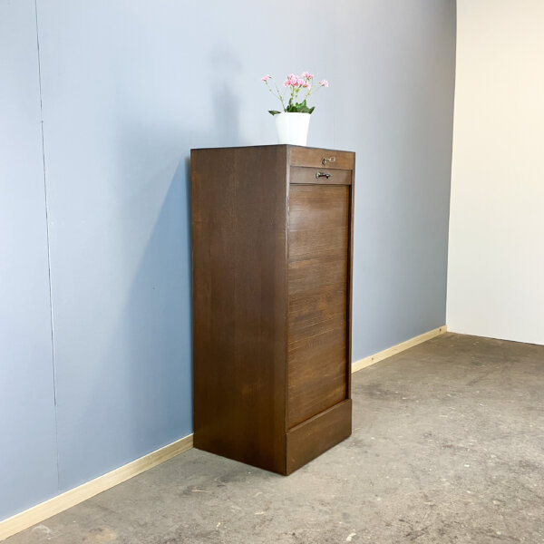 Rolladenschrank Dunkle Eiche 50er Jahre Mid-century Modern Design Style Retro Furniture