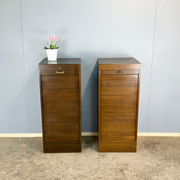 Rolladenschrank Dunkle Eiche 50er Jahre Mid-century Modern Design Style Retro Furniture