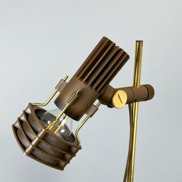 2 Flammige Stehlampe Von Hustadt Leuchten Kunststoffstrahler An Messingstange 70er Jahre Mid-century Modern Design Style Retro Furniture